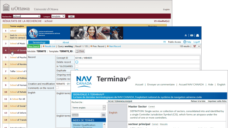 Exemples de modules terminologiques personnalisés réalisés par Terminotix